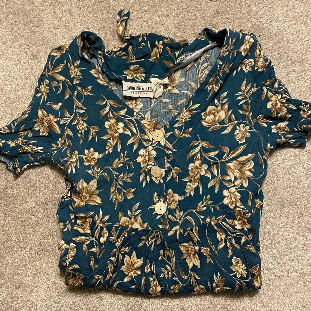 Caroline Wells Collection Vintage Dress in Teal size Medium